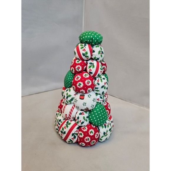 Two Fabric Stuffed Christmas Trees Handmade Table Decoration Holiday Decor - Picture 13 of 16